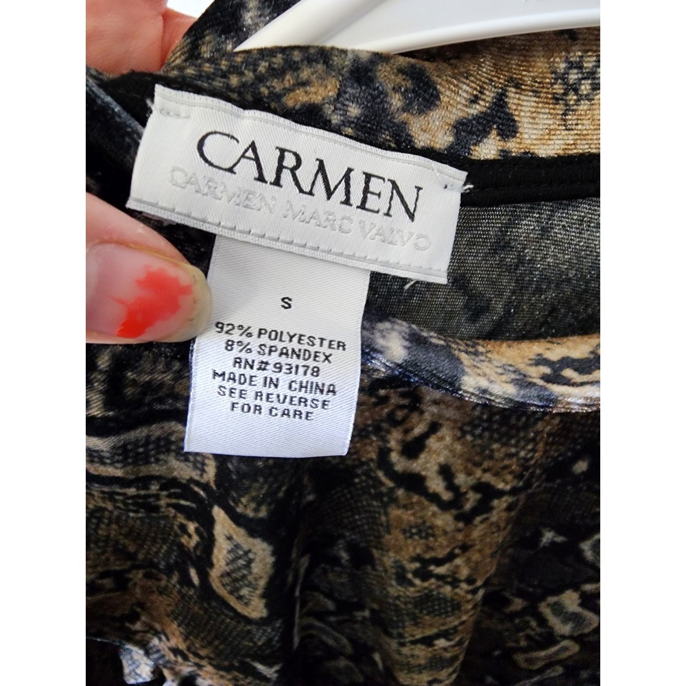Carmen Marc Valvo Top Size Small Snakeskin Velvet Mock Neck Top Long Sleeve NWT - Picture 2 of 4